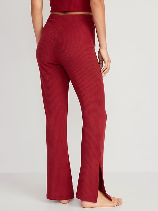 Image number 8 showing, High-Waisted Rib-Knit Split Flare Lounge Pants
