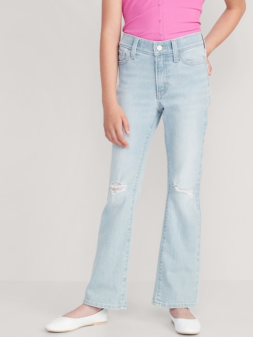 View large product image 1 of 5. High-Waisted Built-In Tough Ripped Flare Jeans for Girls
