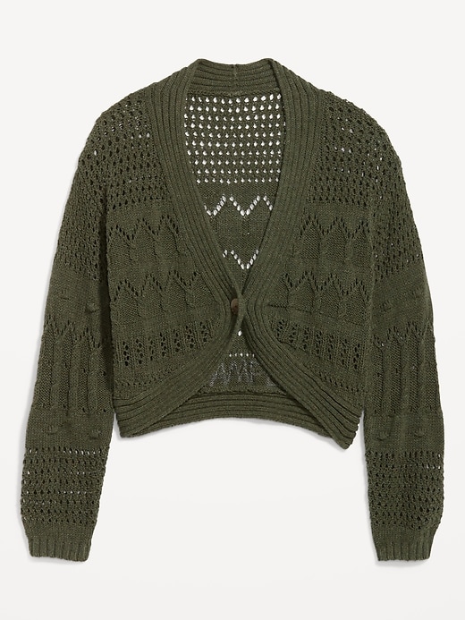 Image number 4 showing, Open-Stitch Cropped Cardigan Sweater