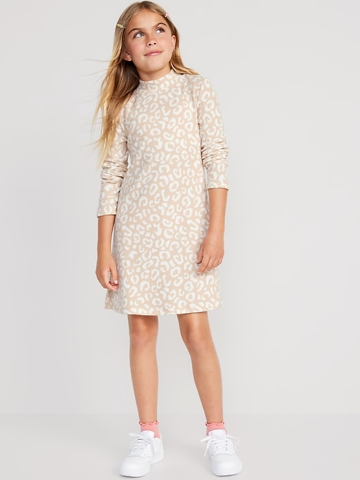 View large product image 1 of 4. Long-Sleeve Cozy-Knit Mock-Neck Dress for Girls