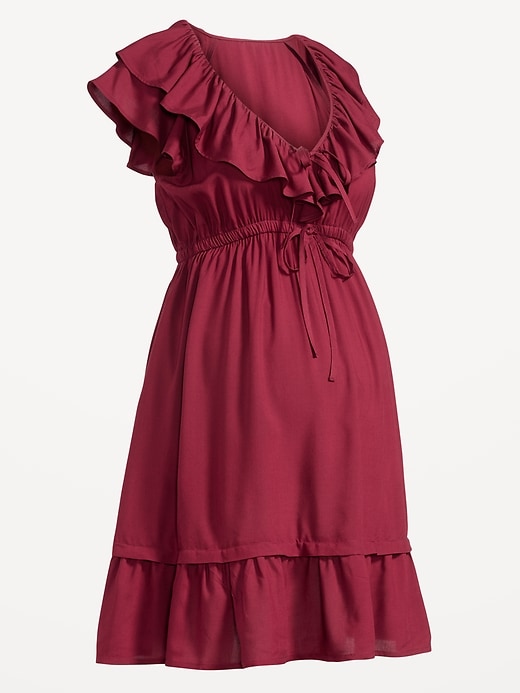 Maternity WaistDefined RuffleTrim Dress Old Navy