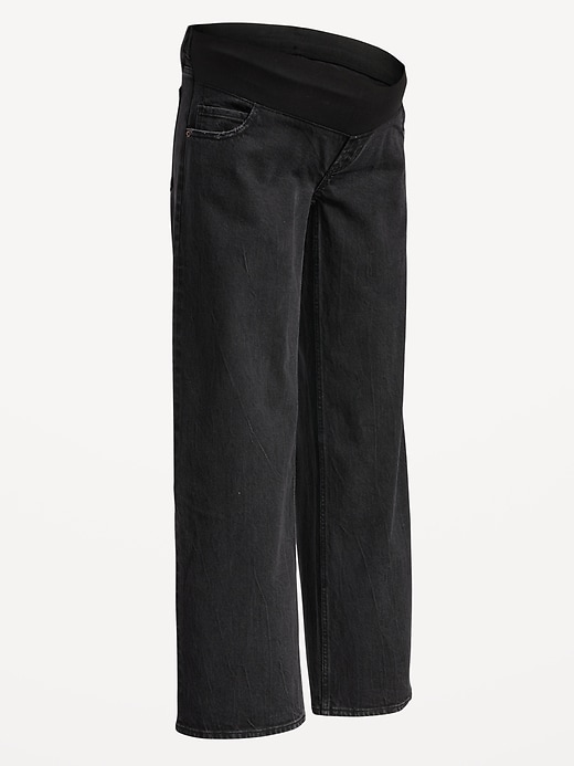 Image number 4 showing, Maternity Front Low-Panel Wide Leg Jeans