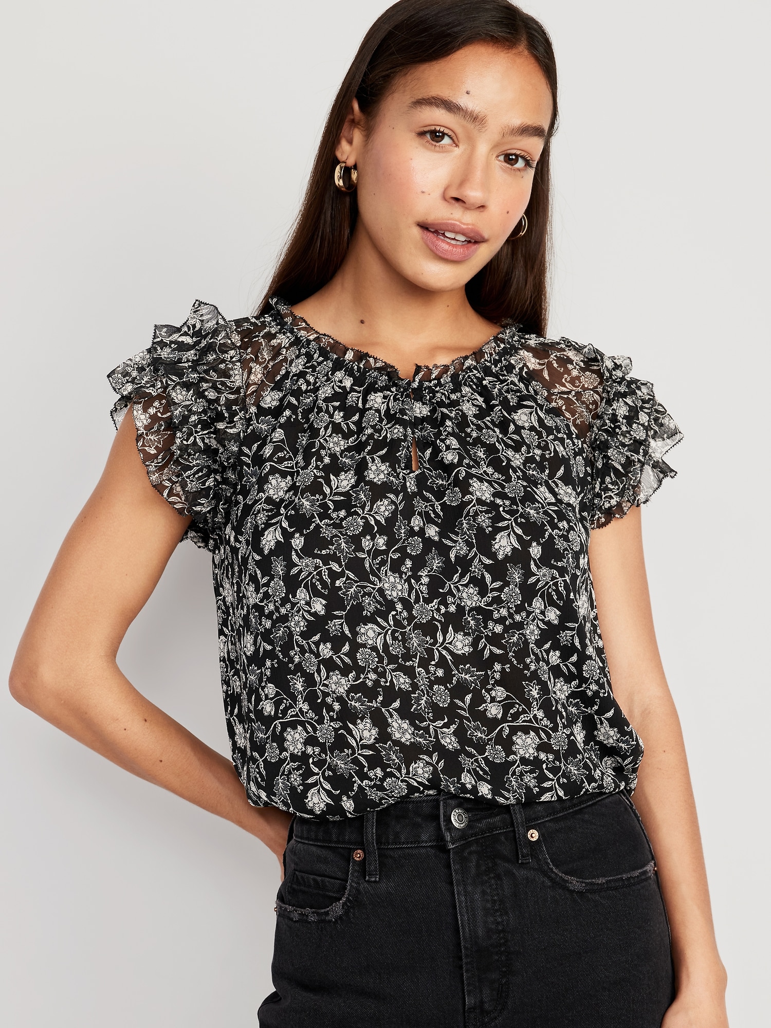 Ruffle-Trim Smocked Top | Old Navy