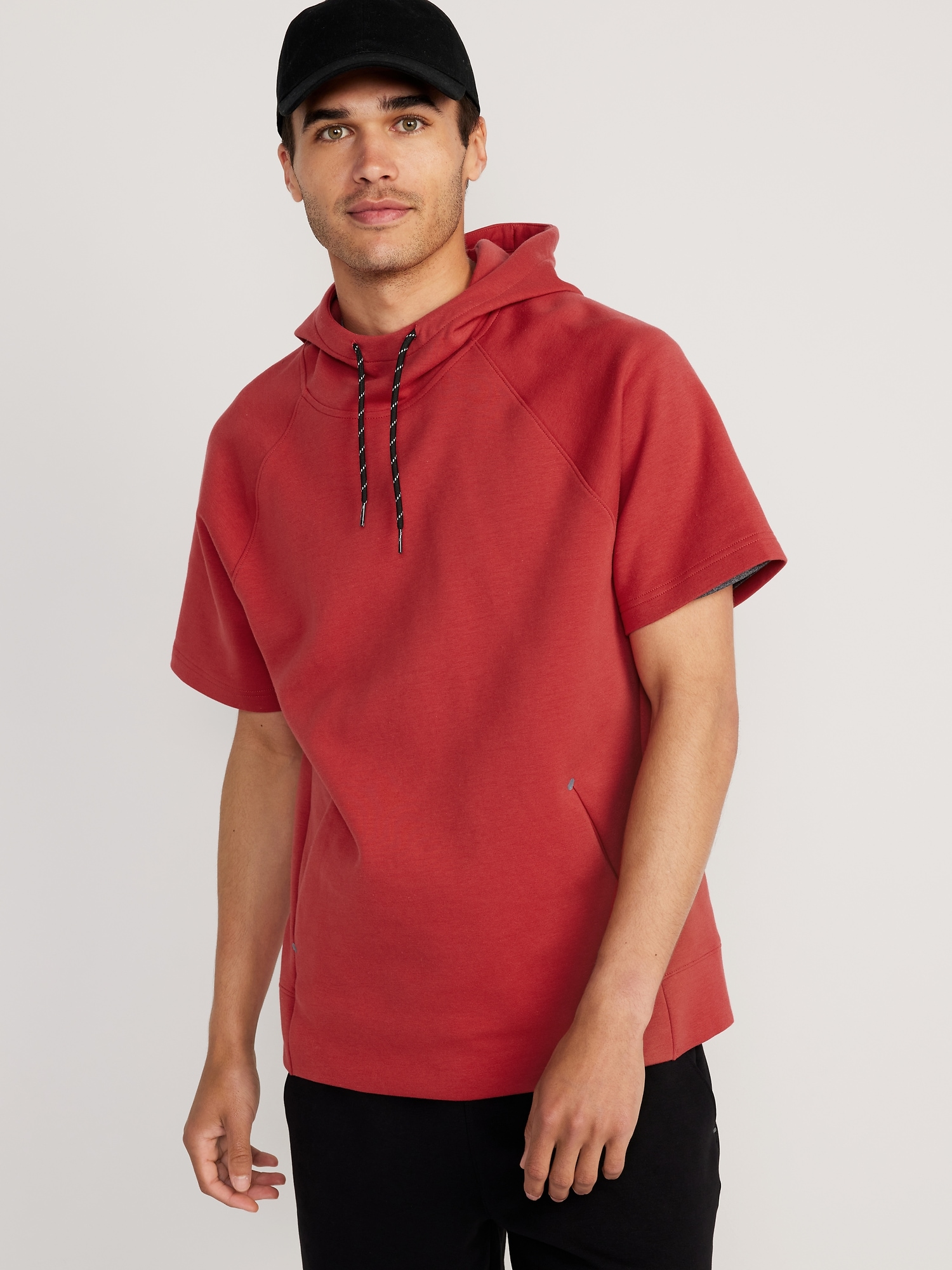 Old Navy Dynamic Fleece Short-Sleeve Pullover Hoodie for Men red. 1