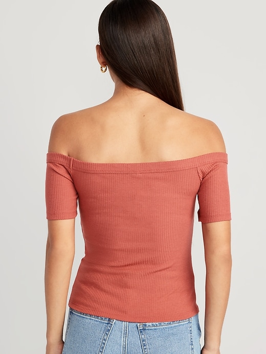 Image number 2 showing, Fitted Off-The-Shoulder T-Shirt