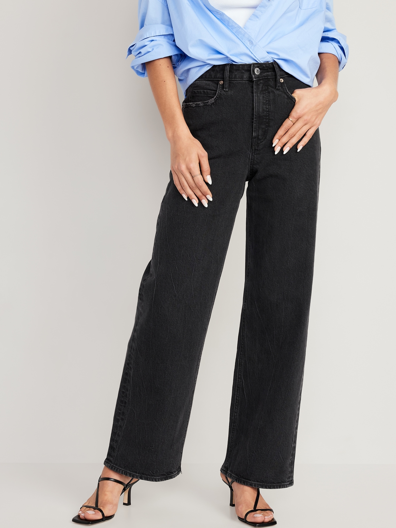 Oldnavy Extra High-Waisted Wide-Leg Black Jeans for Women