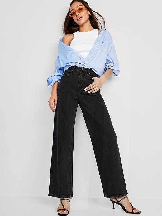 Extra High-Waisted Wide-Leg Black Jeans for Women | Old Navy
