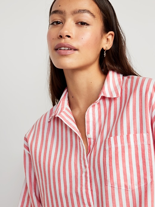 Striped Oxford Boyfriend Shirt | Old Navy