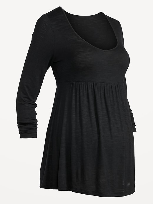 View large product image 2 of 2. Maternity Long-Sleeve Slub-Knit Peplum Top