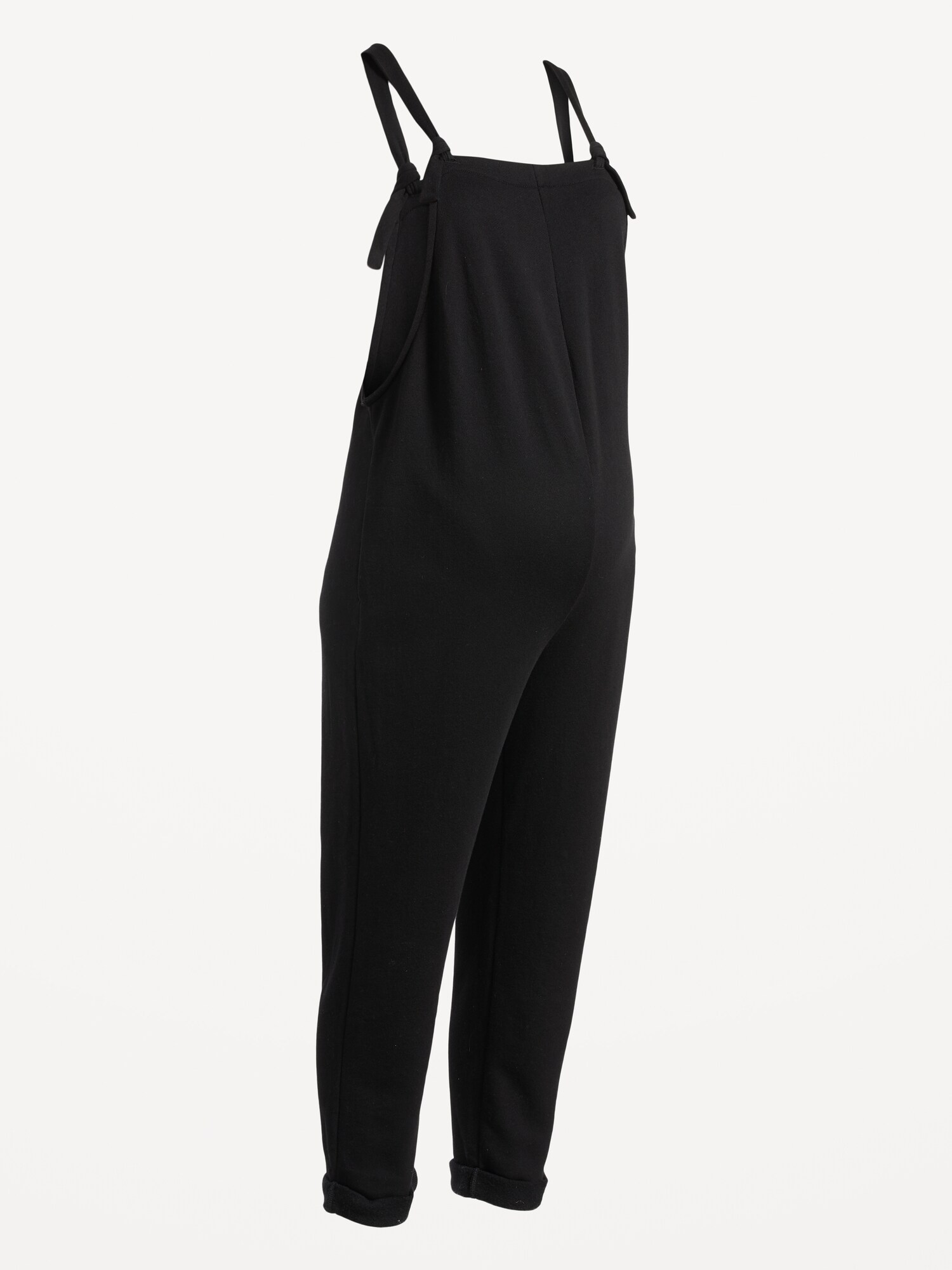Женский комбинезон Old Navy Maternity Knotted-Strap Fleece Overalls, цвет: Чёрный — фото 2