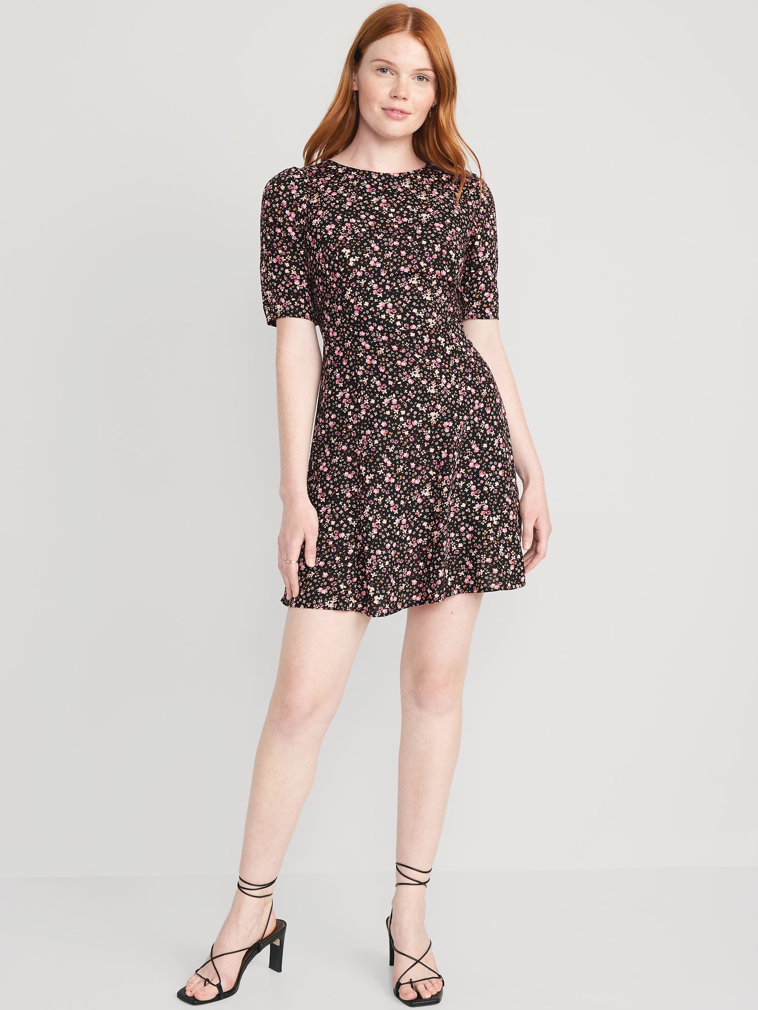 Fit & Flare Puff-Sleeve Smocked Cutout Mini Dress for Women | Old Navy