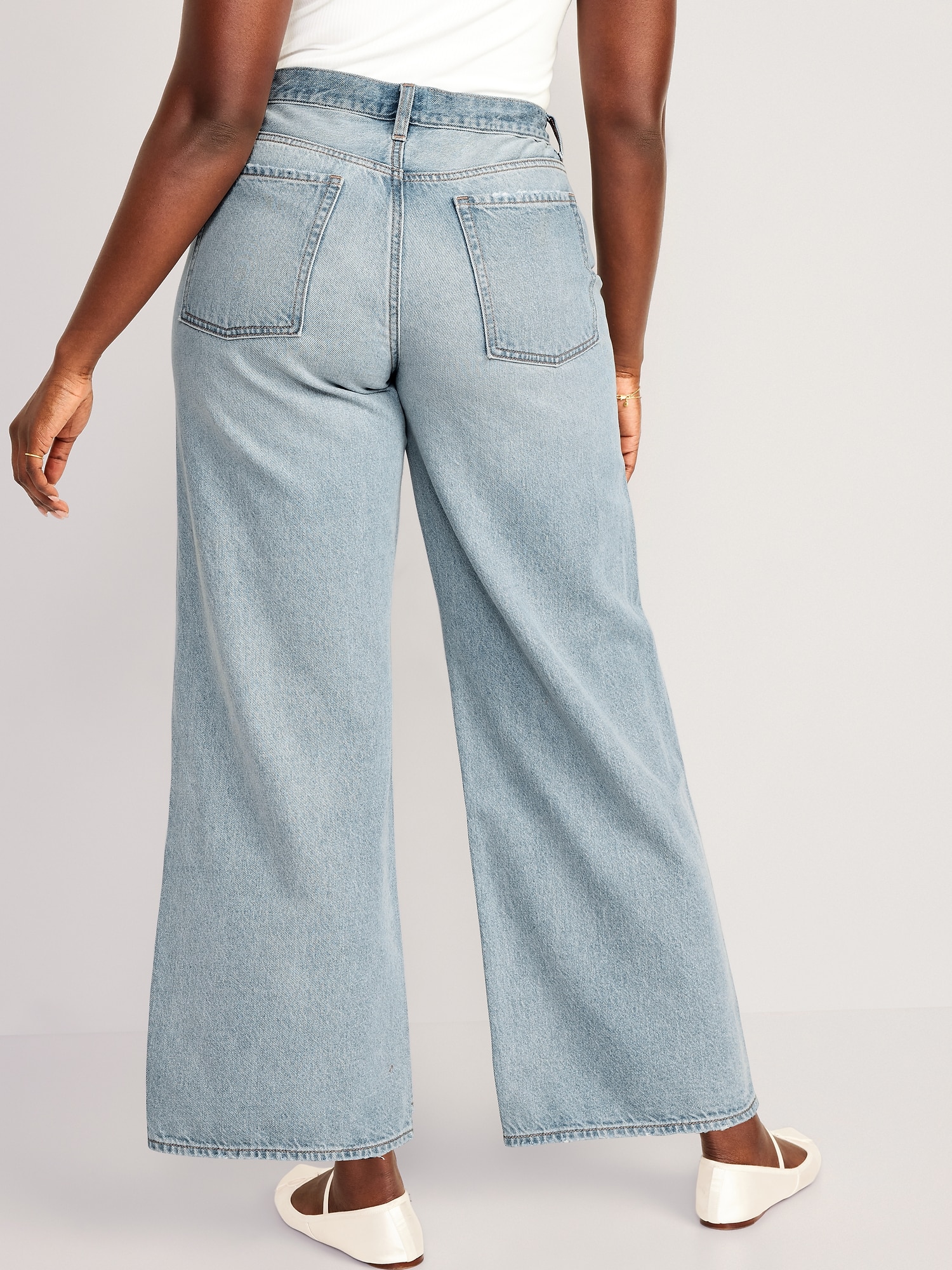 Mid-Rise Baggy Wide-Leg Non-Stretch Ripped Jeans for Women | Old Navy