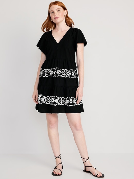 Image number 1 showing, Matching Embroidered Mini Swing Dress