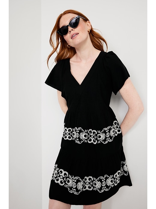 Image number 3 showing, Matching Embroidered Mini Swing Dress