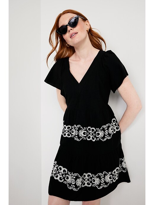Matching Embroidered Mini Swing Dress | Old Navy
