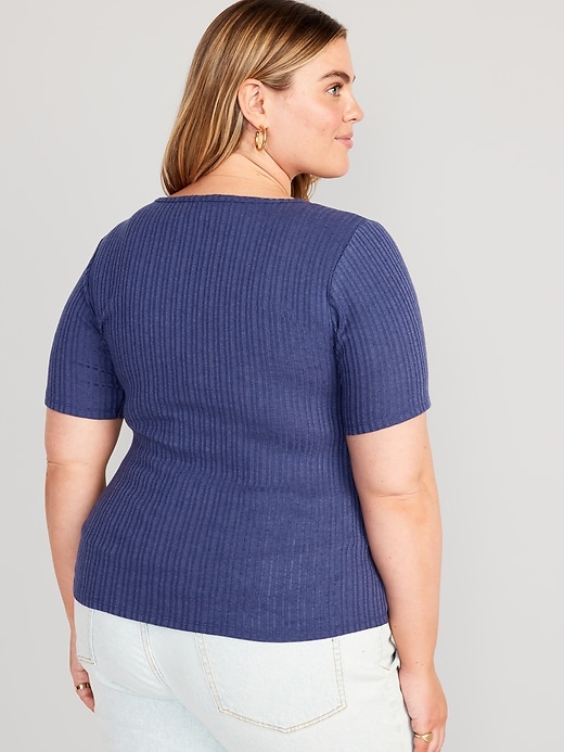 Image number 8 showing, Fitted Elbow-Sleeve Rib-Knit T-Shirt