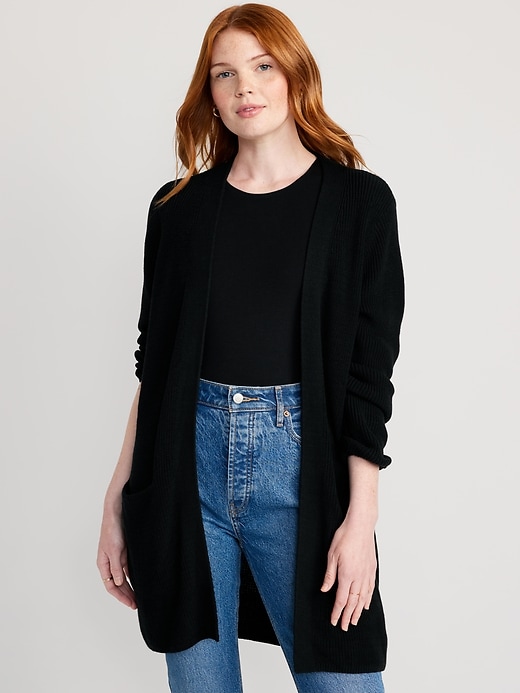 Image number 1 showing, Textured Open-Front Sweater