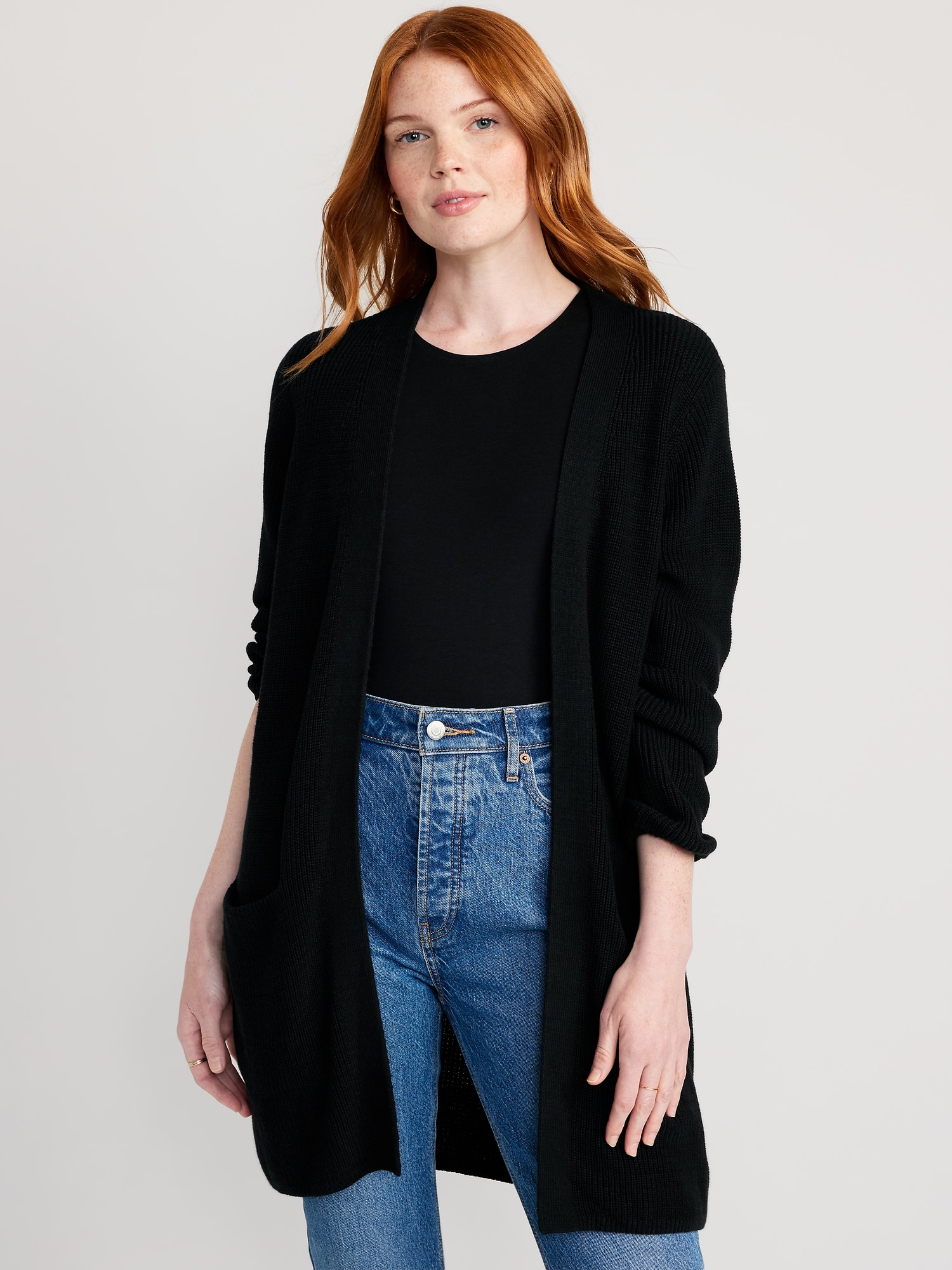 Textured Open-Front Sweater Hot Deal