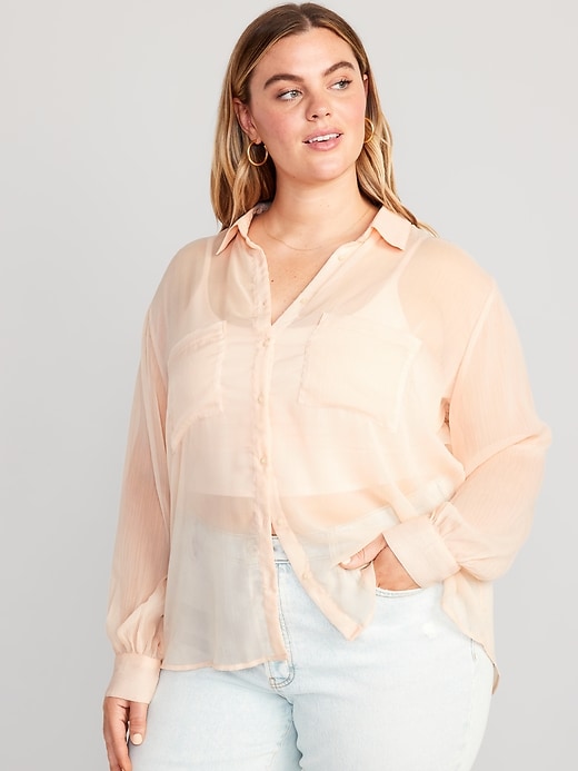 Chiffon Button-Down Shirt