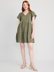 Sleeveless Square-Neck Linen-Blend Mini Dress