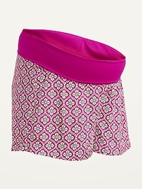View large product image 3 of 3. Maternity Rollover-Panel Playa Shorts -- 4-inch inseam