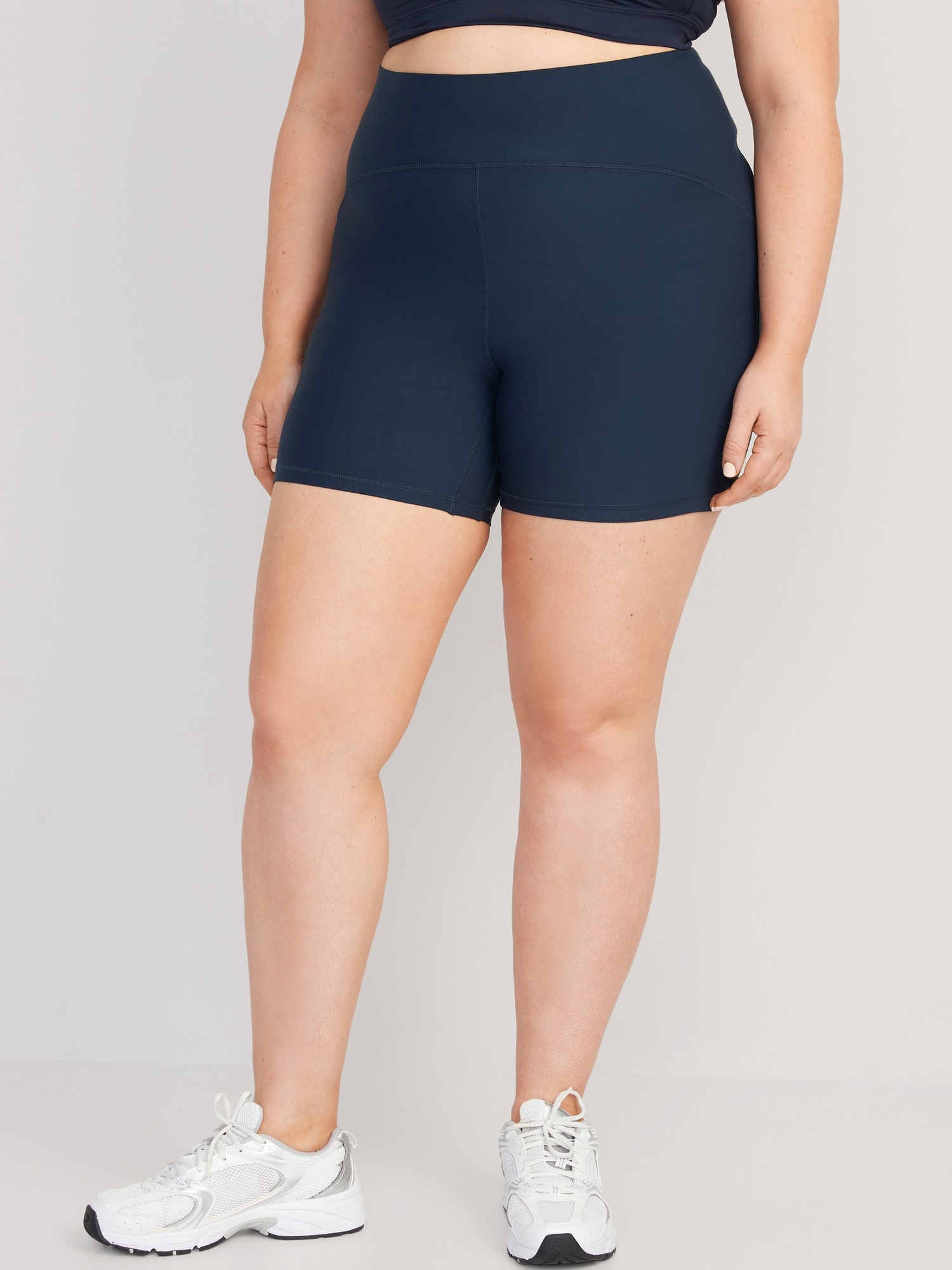 Lycra® PowerLite Women 6-inch Shorts Navy High-Waisted for ADAPTIV | inseam -- Old Biker Extra