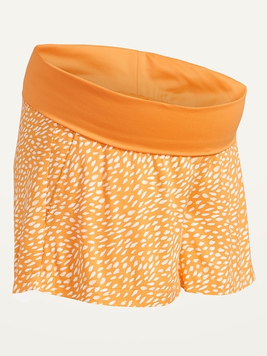 View large product image 2 of 2. Maternity Rollover-Panel Playa Shorts -- 4-inch inseam