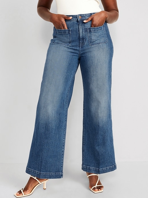 Image number 5 showing, Extra High-Waisted Trouser Wide-Leg Jeans