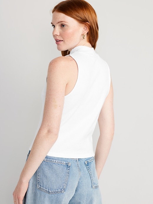Image number 2 showing, Fitted Sleeveless Mock-Neck Top