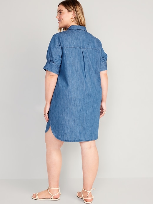Image number 7 showing, Short-Sleeve Jean Shirt Dress
