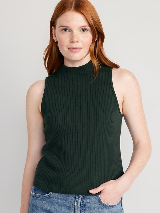 Image number 1 showing, Fitted Sleeveless Mock-Neck Top