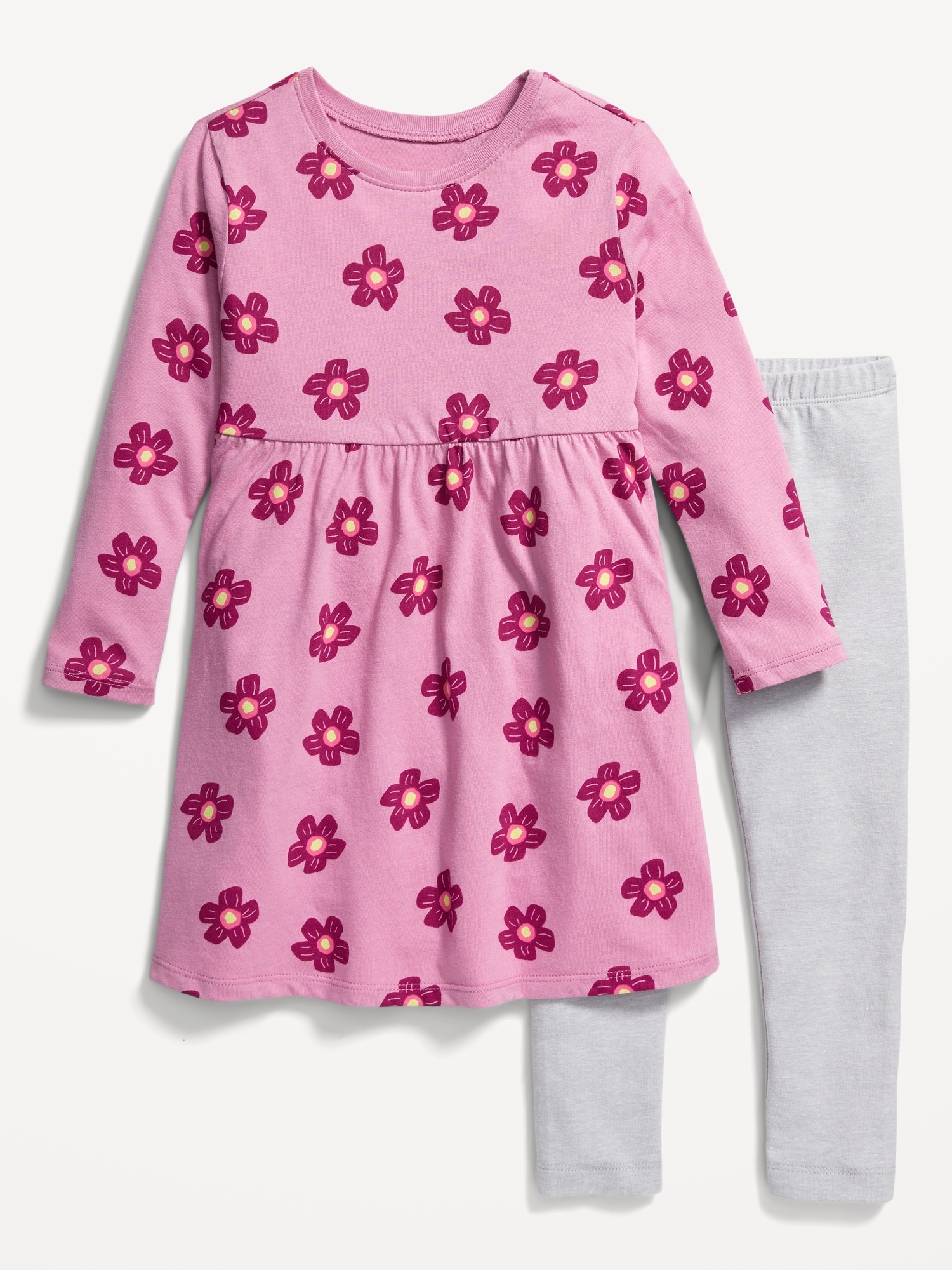 Long-Sleeve Dress & Leggings Set for Toddler Girls