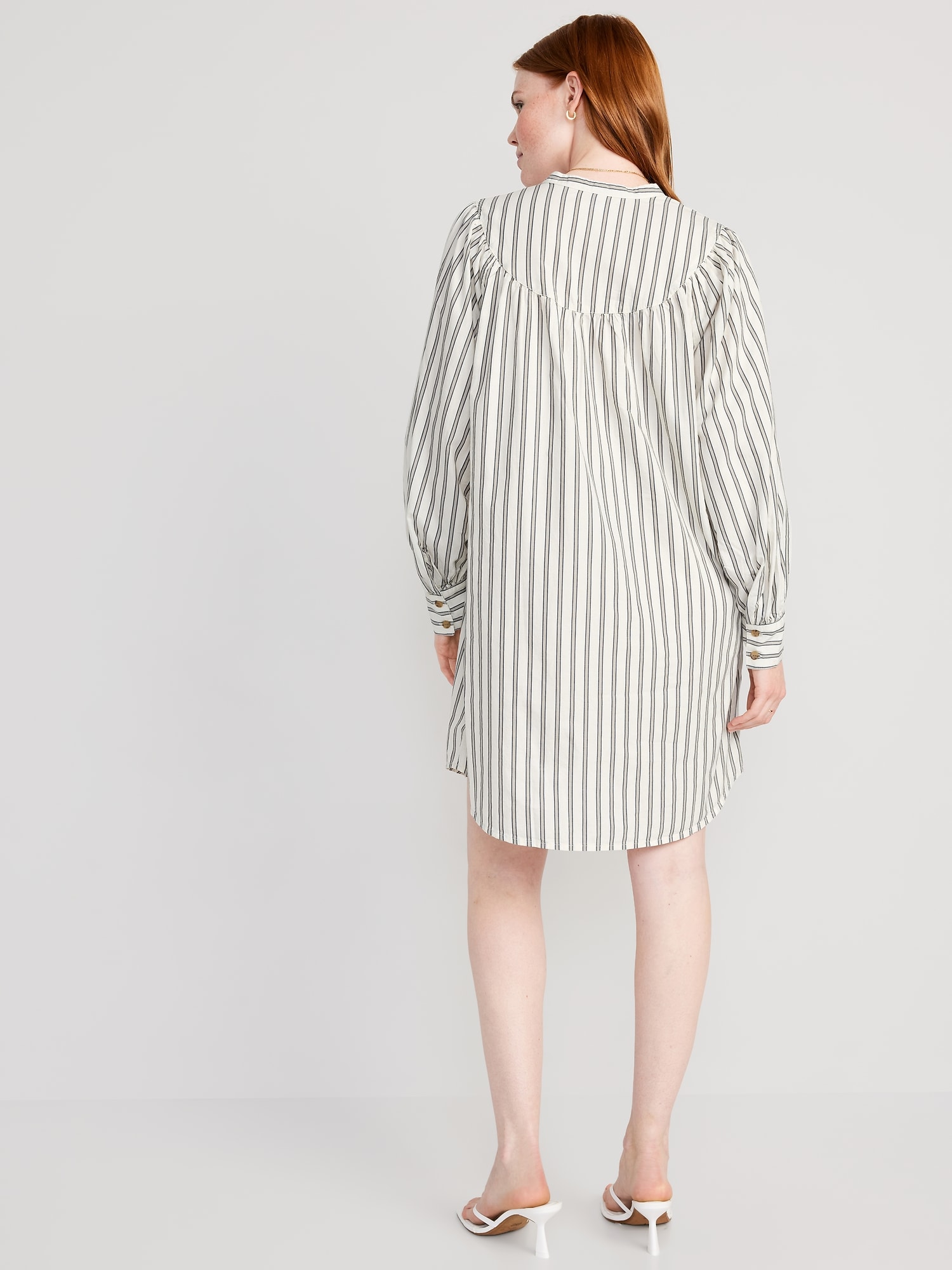 パーティードレス Short Striped Poplin Sun-Dress Poplin Stripe Shirring Sleeveless Dress | Pasand by ne