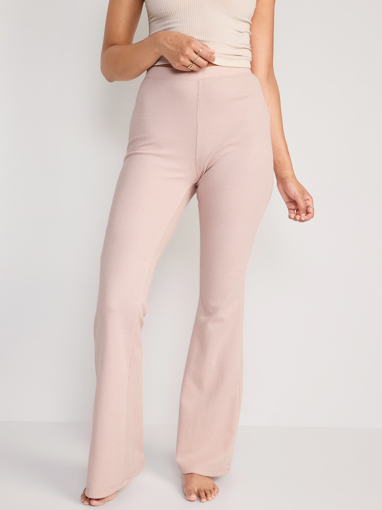 High-Waisted Thermal Flare Pajama Pants for Women