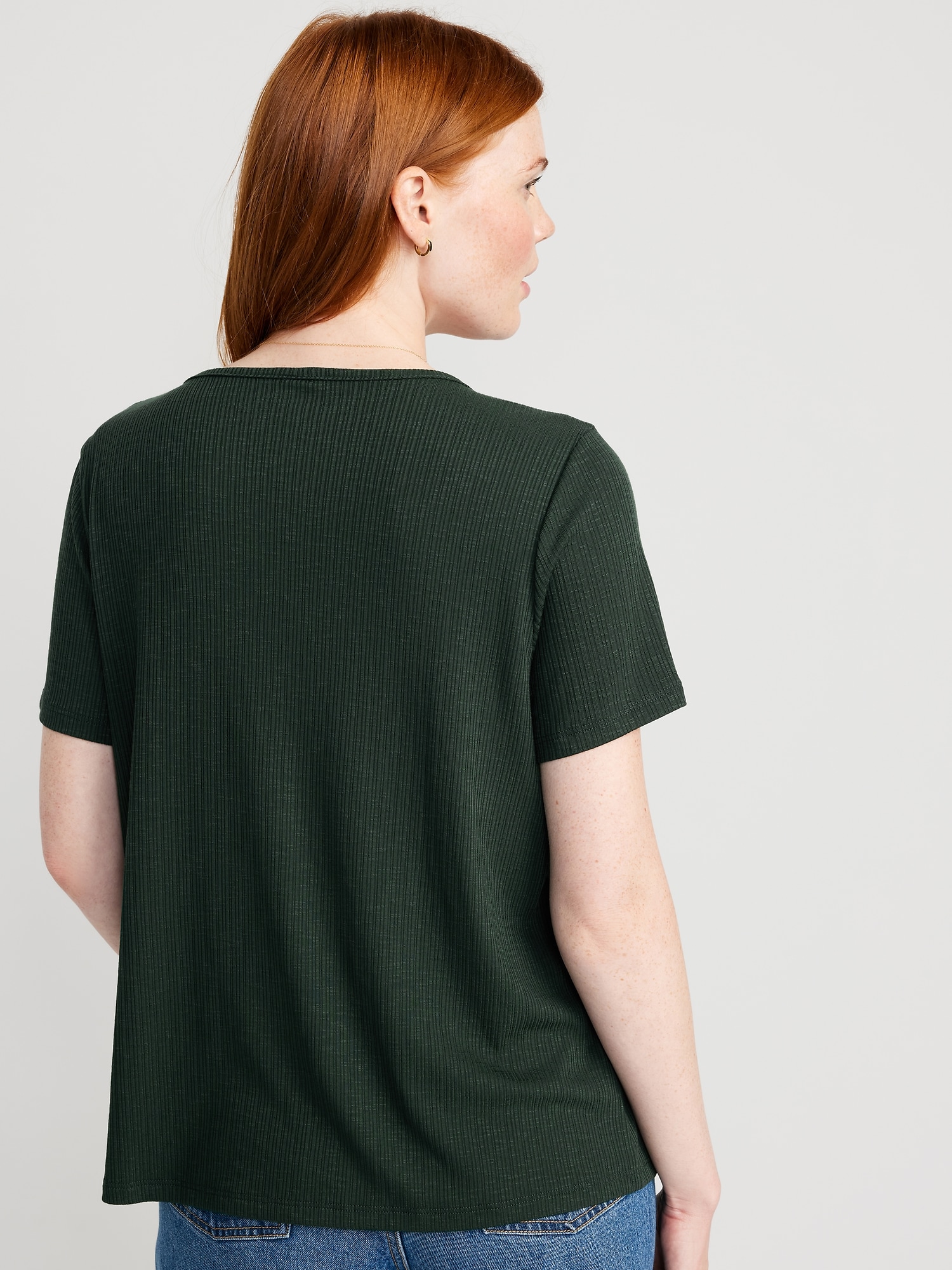Old Navy Ribbed | Women Luxe T-Shirt Slub-Knit for V-Neck