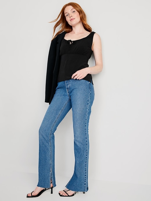 Image number 3 showing, Sleeveless Tie-Front Crepe Top