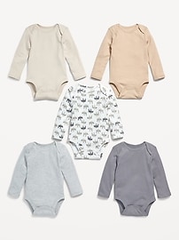 View large product image 3 of 3. 5-Pack Unisex Long-Sleeve Bodysuit for Baby