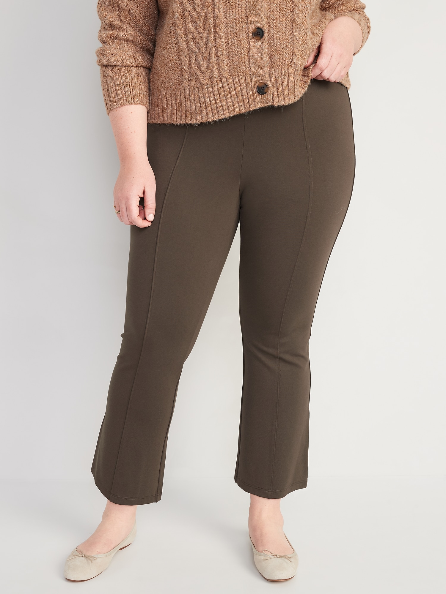 High Waist Brown Rayon Girls Compression Jegging, Casual Wear