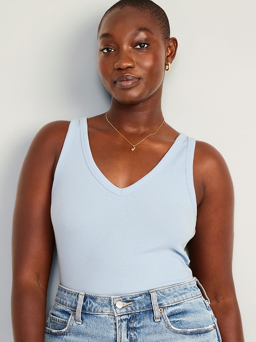 Liverpool Women's Double Layer V-Neck Rib Knit Top - Half Sleeve Casual Shirt