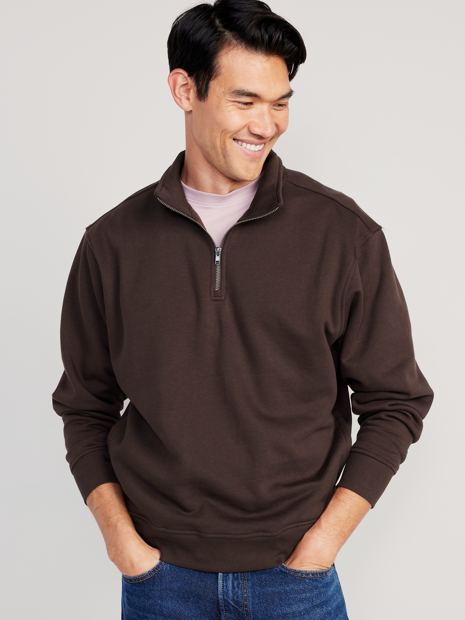 Oversized Quarter-Zip Mock-Neck Sweatshirt for Men | Old Navy
