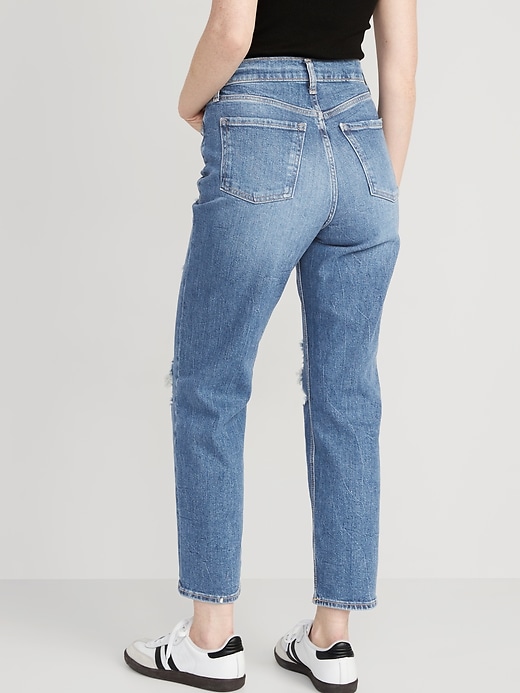 Image number 2 showing, Extra High-Waisted Sky-Hi Straight Button-Fly Ripped Jeans for Women