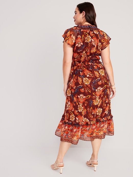 Image number 5 showing, Waist-Defined Flutter-Sleeve Midi Dress