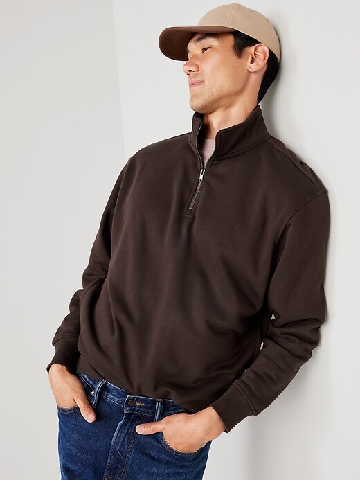 Image number 3 showing, Oversized Quarter Zip Mock-Neck Sweatshirt