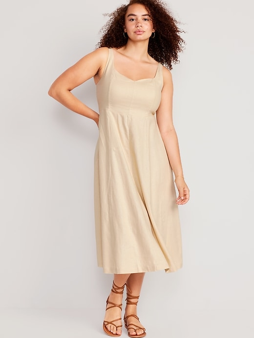 Image number 4 showing, Fit & Flare Sleeveless Linen-Blend Midi Dress