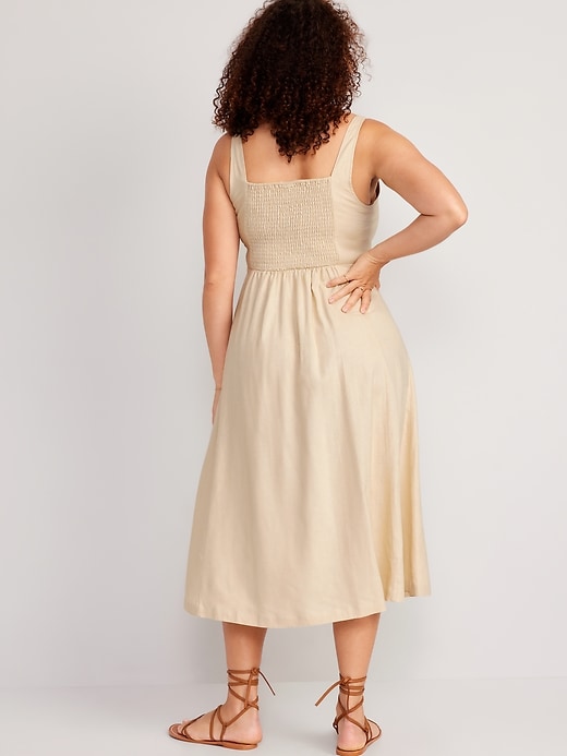 Image number 5 showing, Fit & Flare Sleeveless Linen-Blend Midi Dress