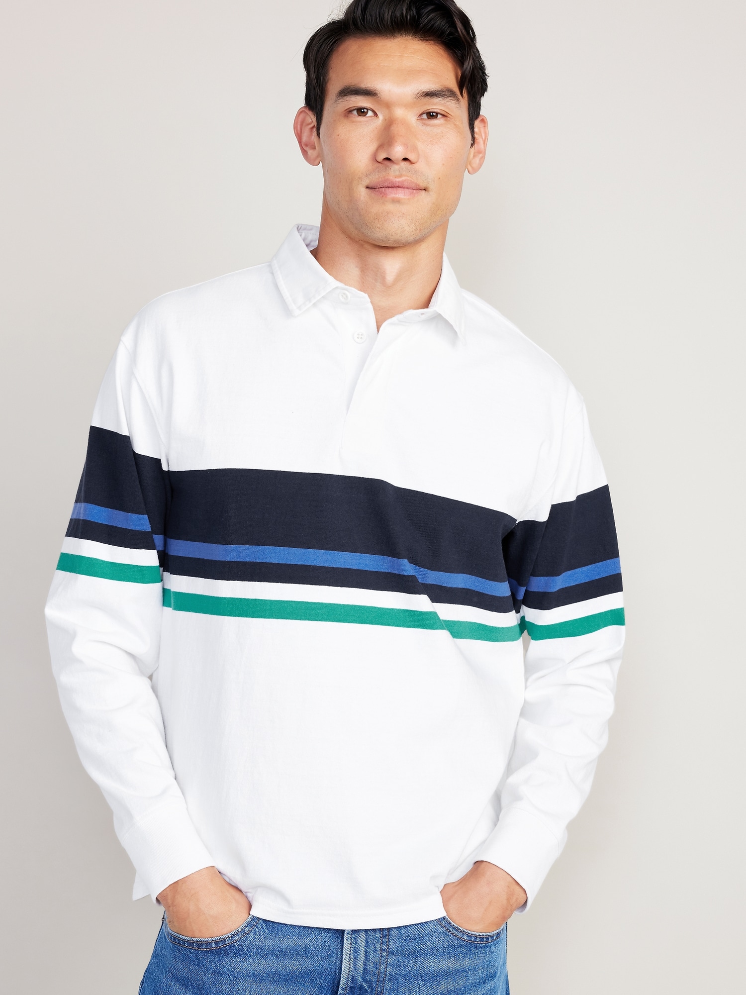 Long-Sleeve Rugby Polo for Men | Old Navy