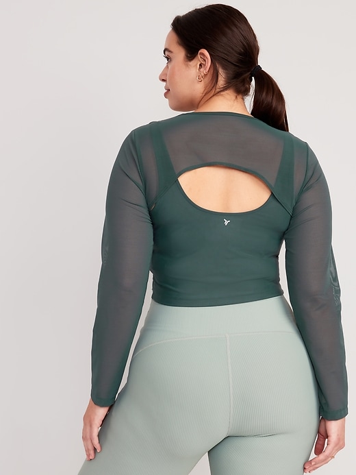 Image number 6 showing, PowerSoft 2-in-1 Mesh-Sleeve Crop Top