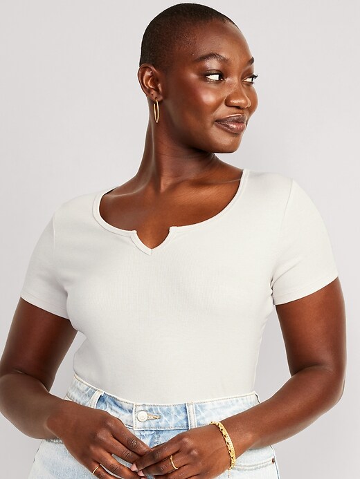 Fitted RibKnit TShirt for Women Old Navy