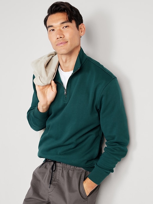 Oversized QuarterZip MockNeck Sweatshirt for Men Old Navy