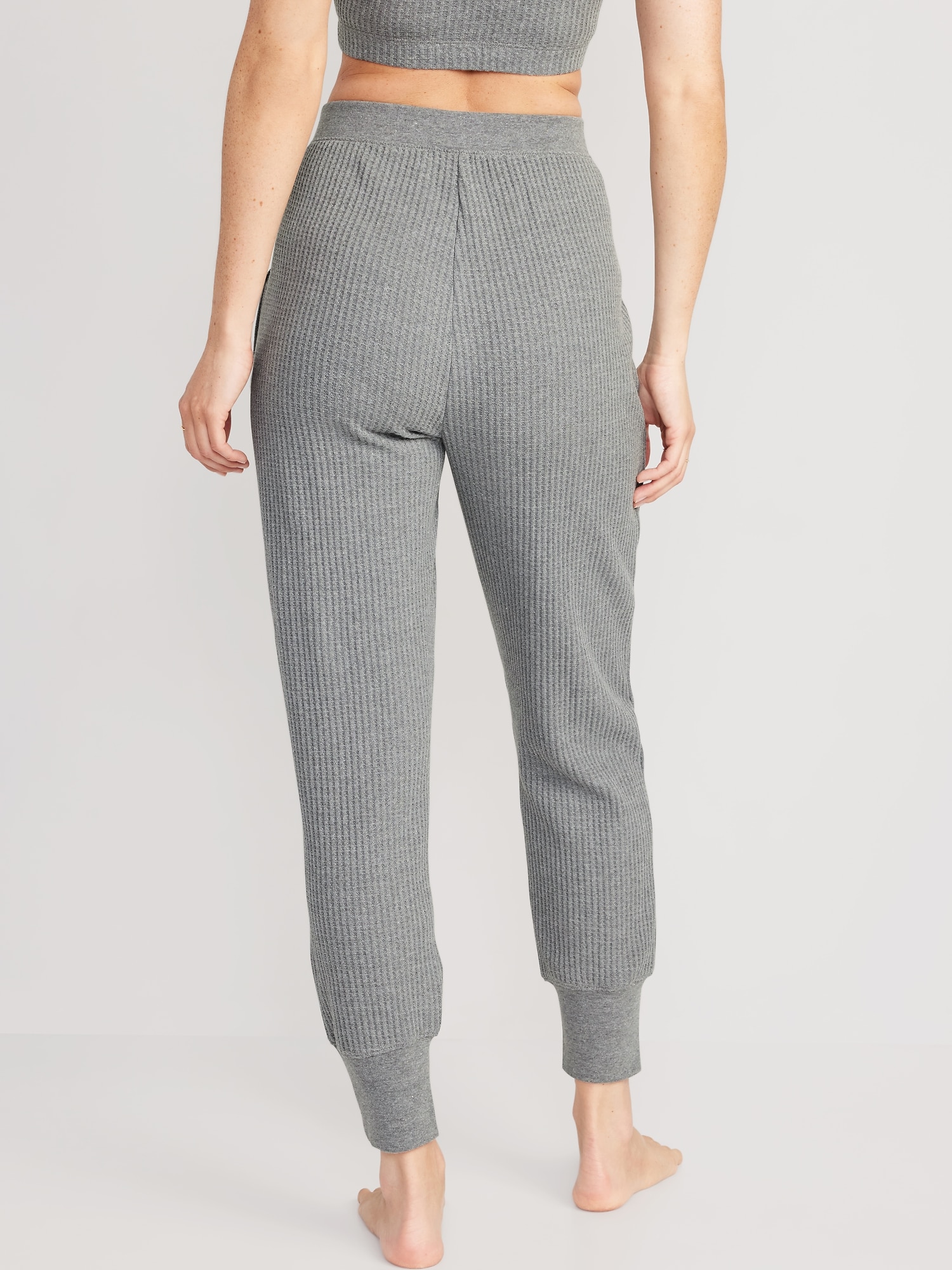 High-Waisted Waffle-Knit Pajama Jogger Pants